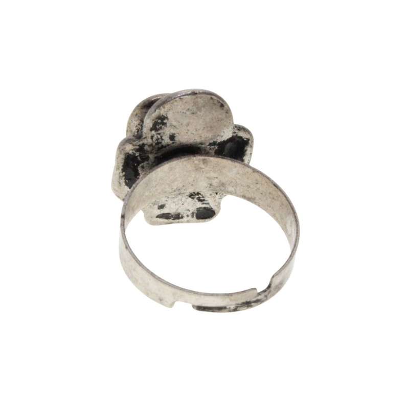 Ring - Silver Tone adjustable band with Rustic Rose Centre Piece - ML1795B