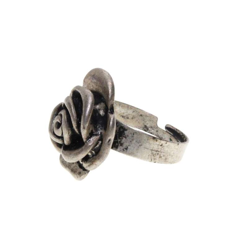 Ring - Silver Tone adjustable band with Rustic Rose Centre Piece - ML1795B