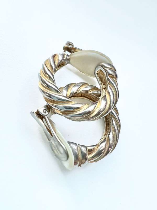 Earrings -  Vintage Huggie Style. Twisted Design. Gold Tone ML2008