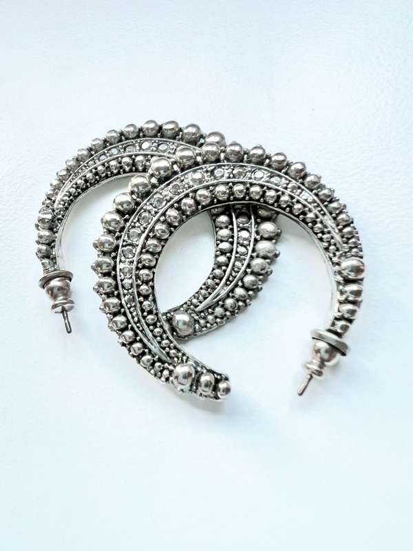 Earrings - Vintage Earrings Filigree Moon Shape for Pierced Ears ML2018