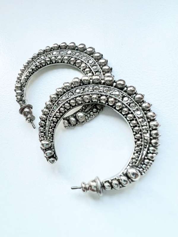 Earrings - Vintage Earrings Filigree Moon Shape for Pierced Ears ML2018