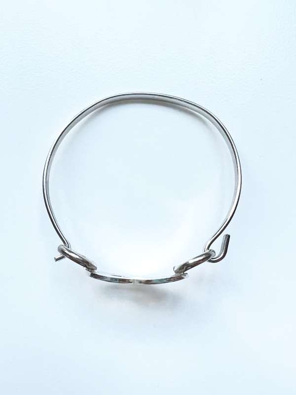 Bangle - Silver Tone Bangle with Large Heart and Small Heart Cut Out ML2023