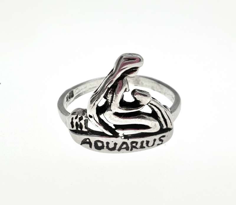 Ring - Vintage 925 Silver Star Sign Aquarius Ring - ML2037