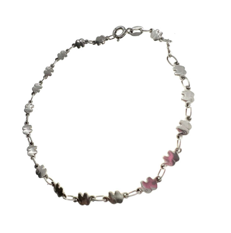 Bracelet - 925 Silver Dainty Bracelet Linked with Elephants - ML2042