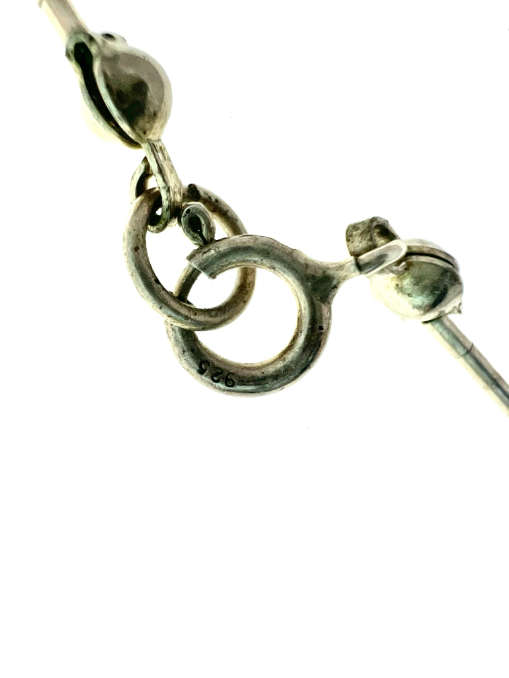Necklace - 925 Silver Dream Catcher and Chain. Silver Bear Charm. Three Turquoise Beads - ML2048