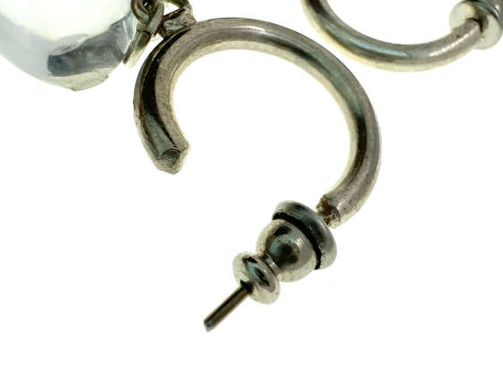 Earrings - Silver Tone Cuffed Earrings with Plastic Transparent Hearts - ML2051