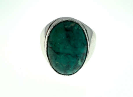 Ring - Vintage 925 Silver stamped Ring with Turquoise Stone (Cabochon slightly dented) - ML2053