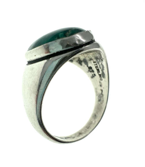 Ring - Vintage 925 Silver stamped Ring with Turquoise Stone (Cabochon slightly dented) - ML2053