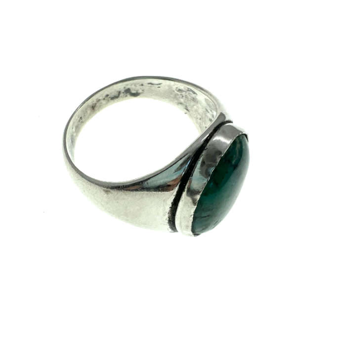 Ring - Vintage 925 Silver stamped Ring with Turquoise Stone (Cabochon slightly dented) - ML2053