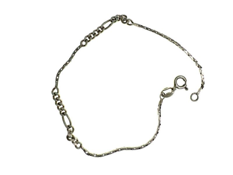Bracelet - Silver Chain Bracelet Combination Box and Figaro Link - ML2055