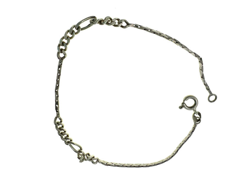 Bracelet - Silver Chain Bracelet Combination Box and Figaro Link - ML2055