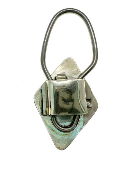 Keyring - Sterling Navajo Zuni Sunfaced Keyring Inlaid with White Shell - ML2057