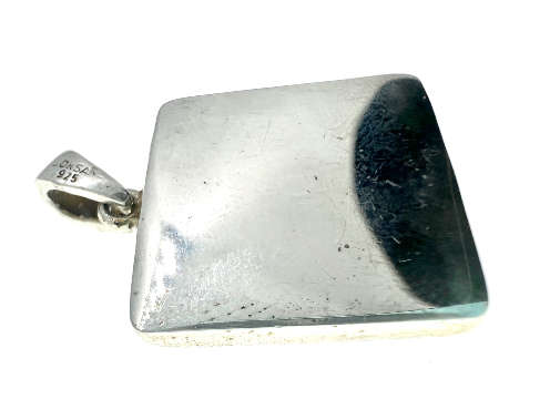 Pendant - 925 Silver Square Pendant with Clear and Blue Stones Surrounding the Evil Eye - ML2065