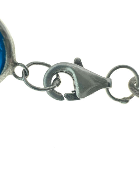Bracelet - 925 Silver Evil Eye Design, Ocean Blue and White Colour Turkey Stamp - ML2072