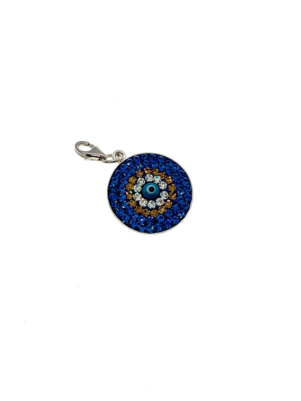 Pendant - 925 Silver with Clear and Blue Stones Surrounding the Evil Eye - ML2083