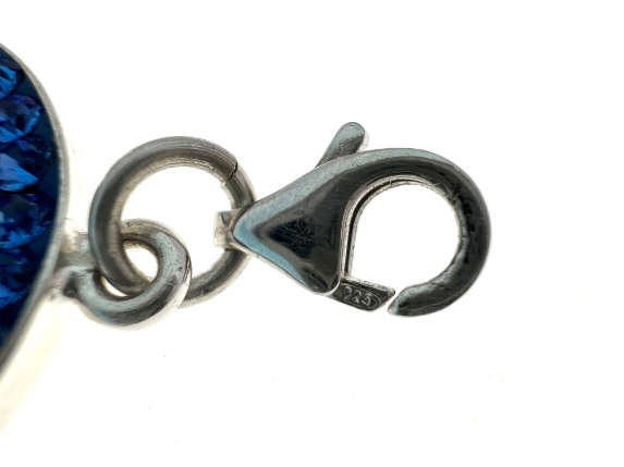 Pendant - 925 Silver with Clear and Blue Stones Surrounding the Evil Eye - ML2083