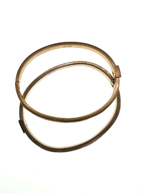 Bangle - 2 x  Stainless steel tennis style with 32 diamantes (gold tone) - ML2086