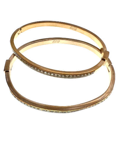 Bangle - 2 x  Stainless steel tennis style with 32 diamantes (gold tone) - ML2086