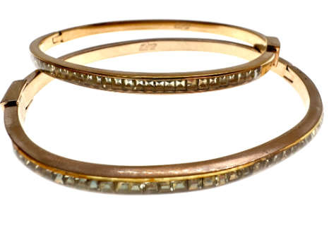 Bangle - 2 x  Stainless steel tennis style with 32 diamantes (gold tone) - ML2086