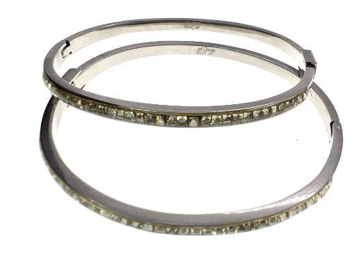 Bangle - 2 x  Stainless Steel Tennis Style with 32 Diamantes - ML2089