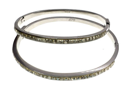 Bangle - 2 x  Stainless Steel Tennis Style with 32 Diamantes - ML2089