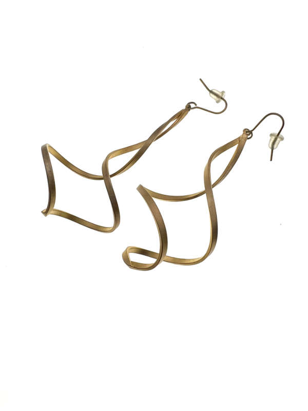 Earrings - Gold Tone Twirl Style For Pierced Ears - ML2090