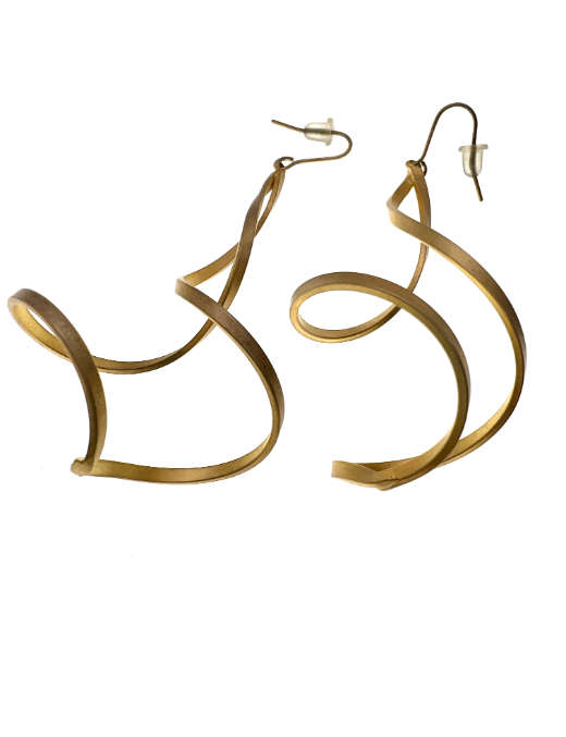 Earrings - Gold Tone Twirl Style For Pierced Ears - ML2090