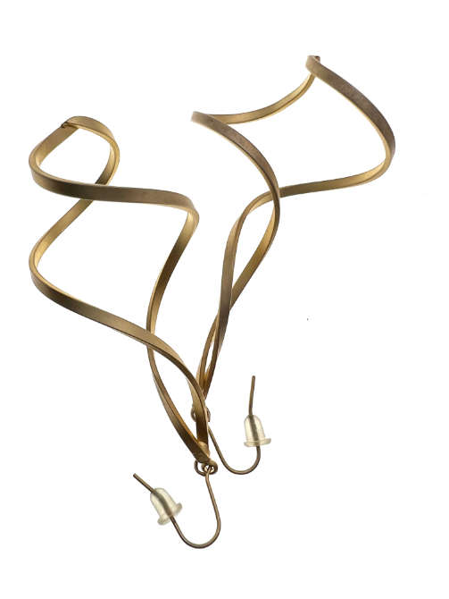 Earrings - Gold Tone Twirl Style For Pierced Ears - ML2090