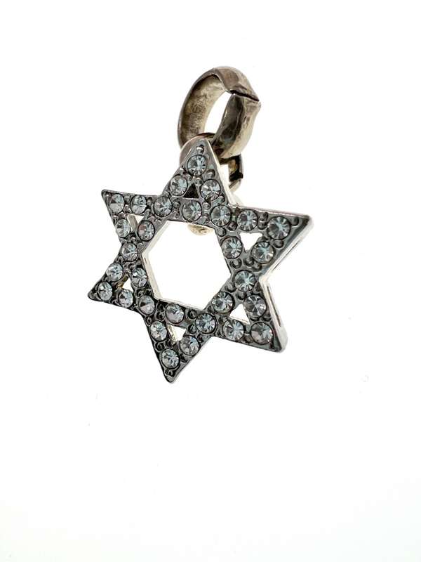 Pendant - Silver tone with Diamante Star of David - ML2094