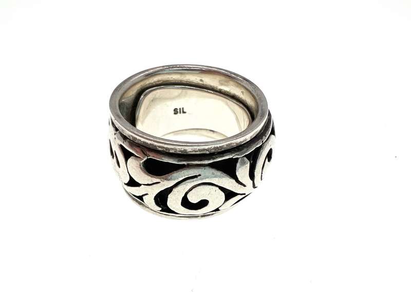 Ring -  925 Silver Unisex Meditation Spinner Ring - ML2096