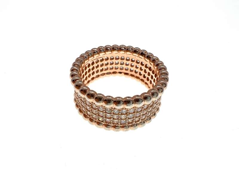 Ring -  Rose Gold Tone with Diamantes and Marcasite on Outer Edges - ML2097