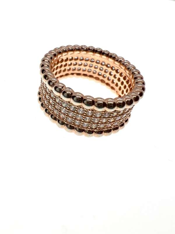 Ring -  Rose Gold Tone with Diamantes and Marcasite on Outer Edges - ML2097
