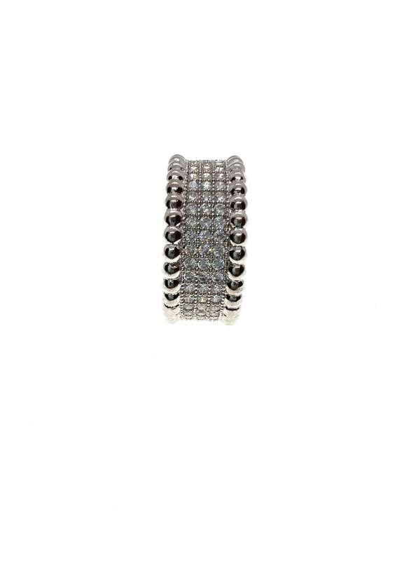 Ring - Silver Tone with Diamantes and Marcasite on Outer Edges - ML2098