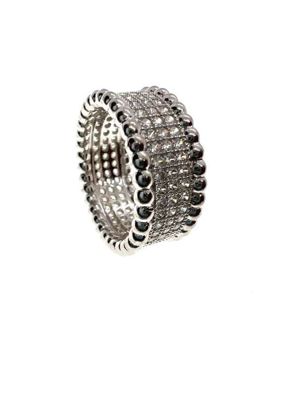 Ring - Silver Tone with Diamantes and Marcasite on Outer Edges - ML2098