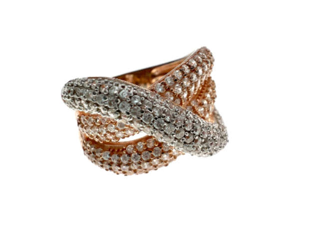 Ring - 925 Silver 3 Tone Intertwined Bands - ML2101