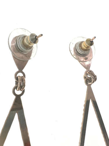 Earrings - Gold Tone Filigree Long Drop with Diamantes, Stamped LK(Leetal Kalmanson) - ML2105