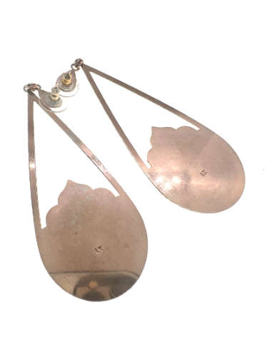 Earrings - Gold Tone Filigree Long Drop with Diamantes, Stamped LK(Leetal Kalmanson) - ML2105