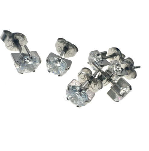 Earrings - Vintage Silver Tone Earrings with Large Stone in Centre x 3 pairs - ML2115