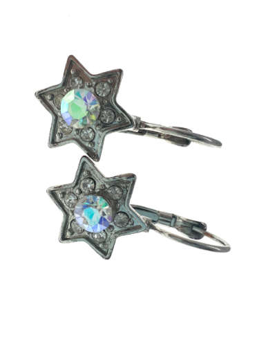 Earrings - Star of David Clip Ons. 6 Diamantes Surrounding a Centre Stone - ML2116
