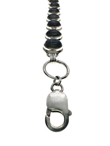 Bracelet - Faceted Labradorite Bracelet with Lisa Flakes. Light Blue Stones - ML2119