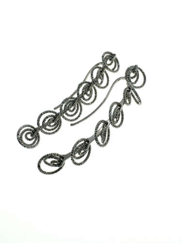 Earrings - Vintage 925 Silver Drop Earrings with 6 Circular Drops - ML2125