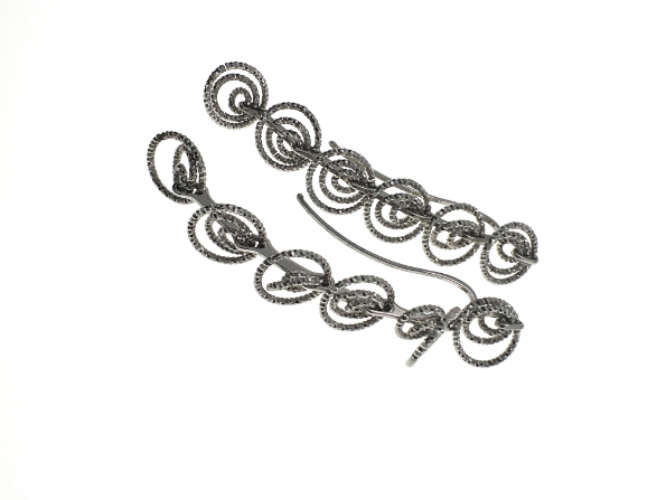 Earrings - Vintage 925 Silver Drop Earrings with 6 Circular Drops - ML2125