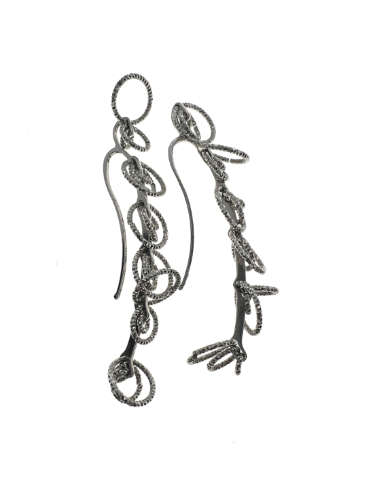 Earrings - Vintage 925 Silver Drop Earrings with 6 Circular Drops - ML2125