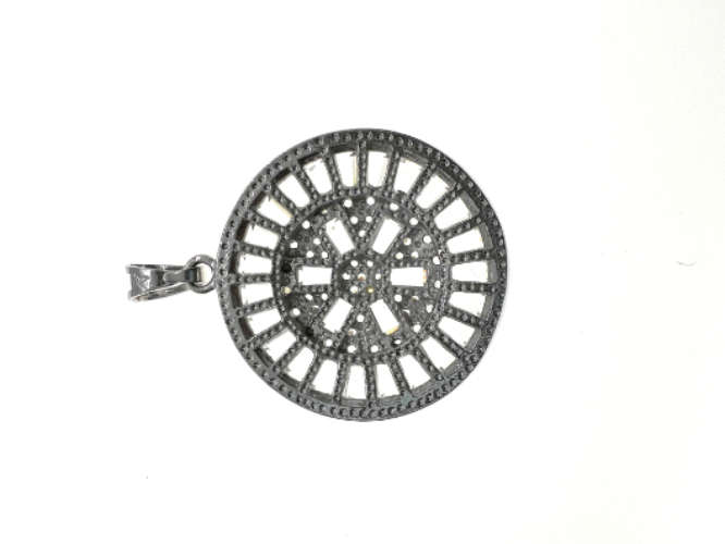 Pendant - 925 Silver Round Pendant with Cubic Zirconia - ML2133
