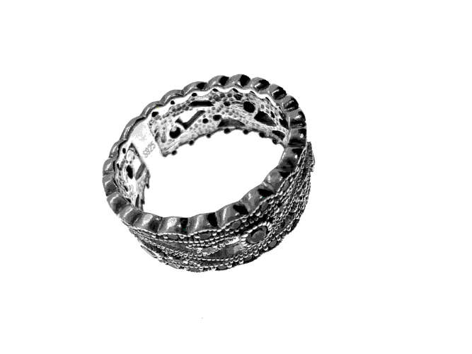 Ring - 925 Silver Ring with a Filigree Design and 6 Diamante Stones - ML2141