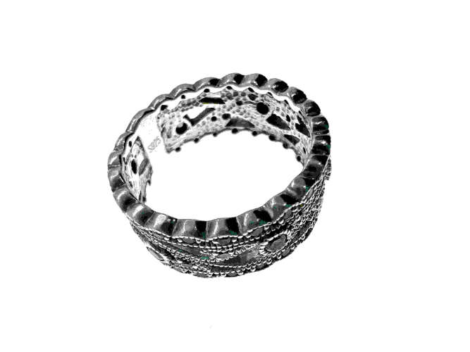 Ring - 925 Silver Ring with a Filigree Design and 6 Diamante Stones - ML2141