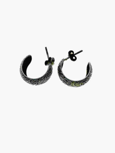 Earrings - Vintage huggy earrings 925 Silver Filigree Design - ML2146