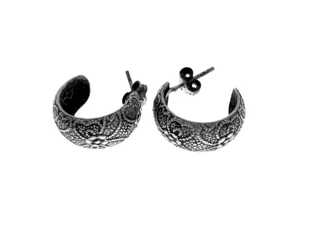 Earrings - Vintage huggy earrings 925 Silver Filigree Design - ML2146