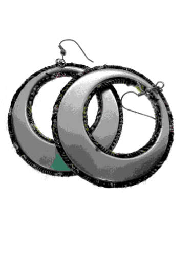 Earrings - Silver Tone Multi-colour Tapestry Design For Pierced Ears - ML2150
