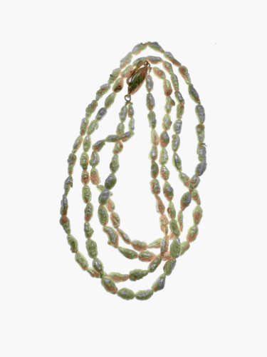 Necklace - Double Strand Freshwater Pearls with Silver Clasp - ML2154